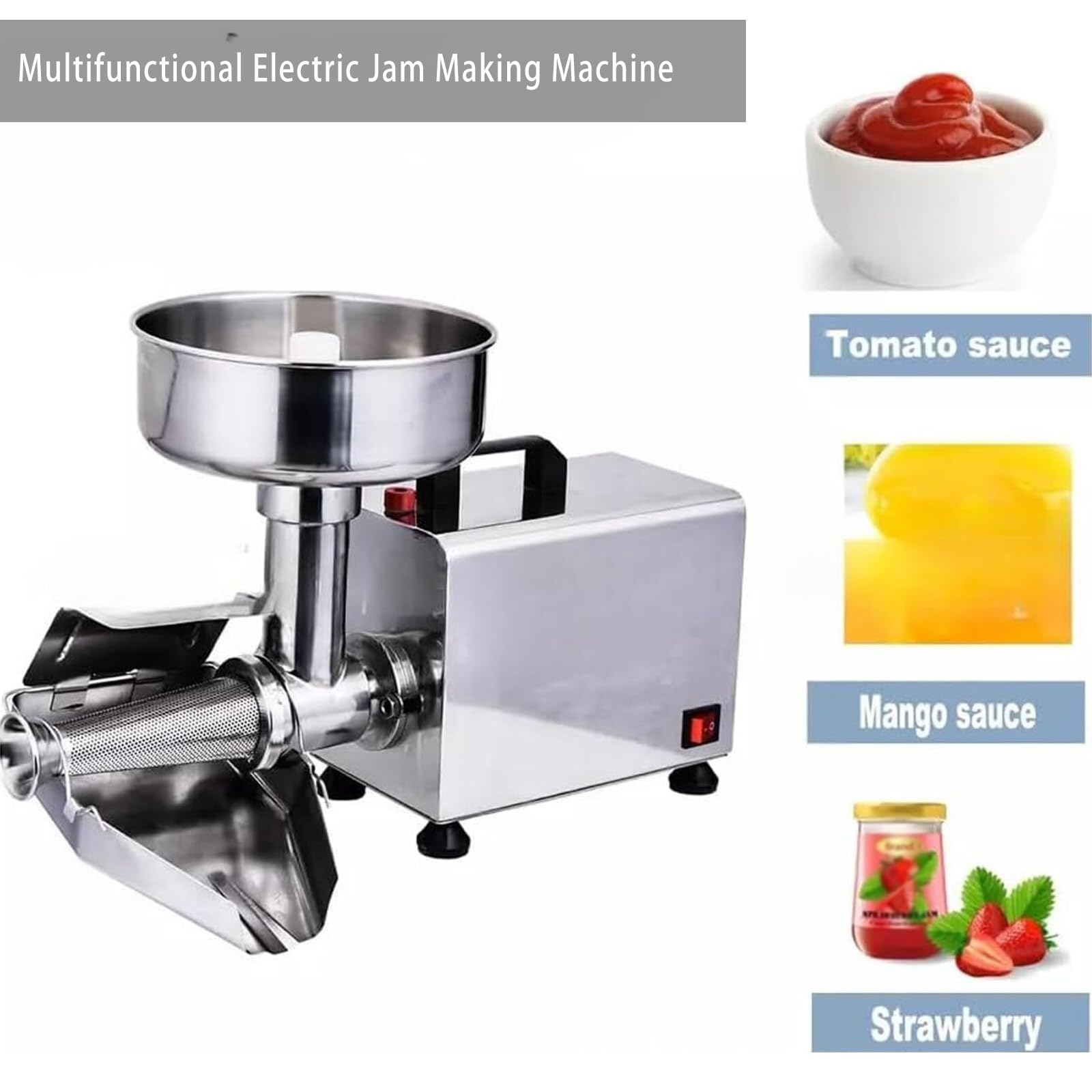Passapomodoro Professionale, passapomodoro Elettrico da 450 W, 150 kg/h, Secchio Rimovibile, spremiagrumi in Acciaio Inox per Conserve di pomodori, Puree e Salse