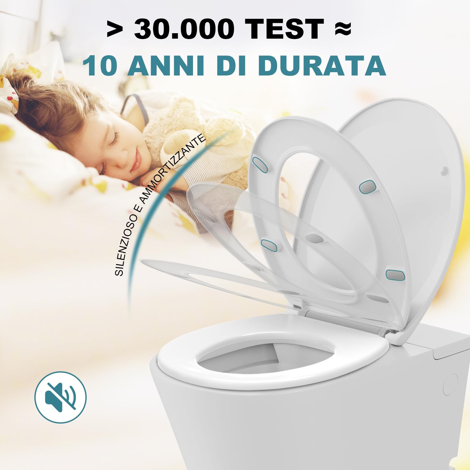 WC Ovale, Coperchio Water Bianco, Copriwater a Chiusura Rallentata, Copri WC Universale, Asse WC Facile da Montare, Coprivaso Famiglia