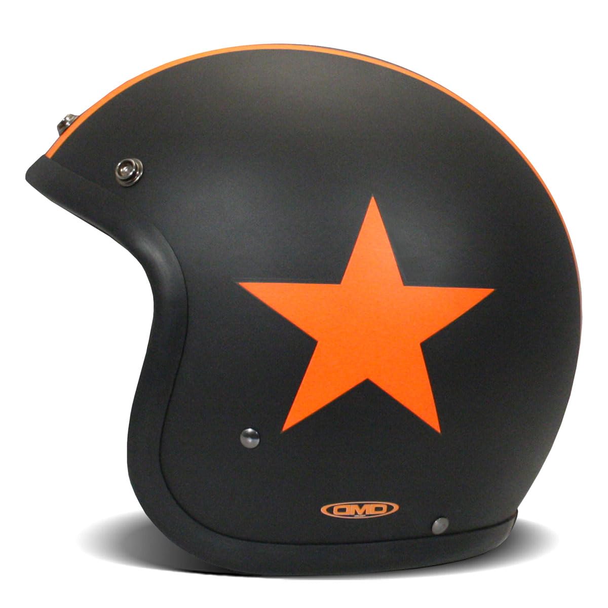 DMD Casco de moto vintage Star Black Orange Open Face