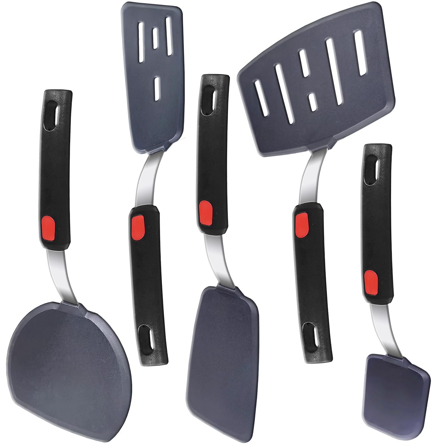 Silicone Spatula Turner Set of 5-Pack Spatulas Silicone 600°F Heat Resistant Spatulas for Nonstick Cookware, BPA Free Rubber Spatulas Set for Egg, Crepe, Pancake,Burger,Fish