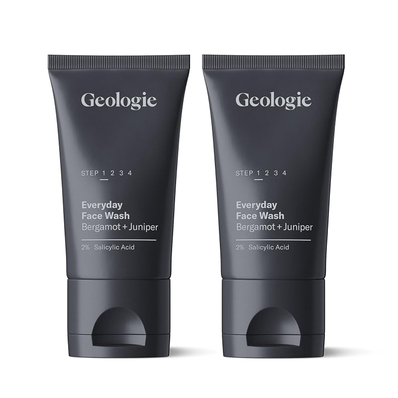 Geologie Limpador Facial com Ácido Salicílico 2%, fragrância de Bergamota e Zimbro, Pacote com 2