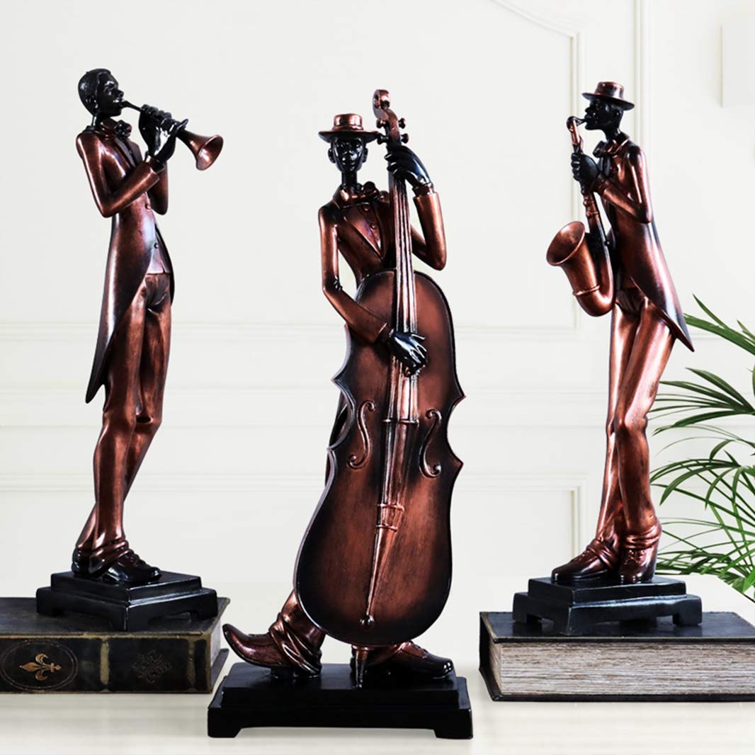 Per casa e cucina Figurine da collezione Statue Figurine da collezione Scultura Artigianato in resina Moderna Musica Band Statue Jazz Music Player Sculture Retro Home Office Bar Cafe Ornamenti (G)