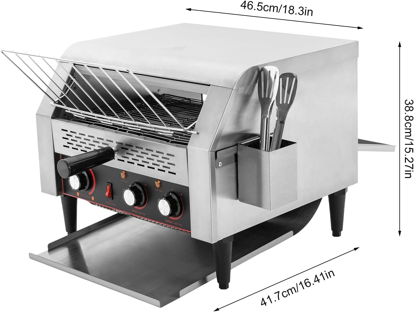 450 Slices/Hour Commercial Conveyor Toaster, 2400W Electric Restaurant Toaster for Toast Bun Bagel Bread, Heavy Duty Stainless Steel Industrial Toaster Oven for Café, Buffet, Bakery (450pcs)