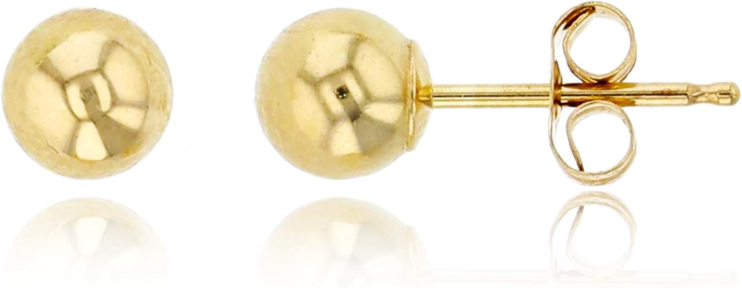 14K Yellow Gold 5mm High Polished Ball Stud Earring