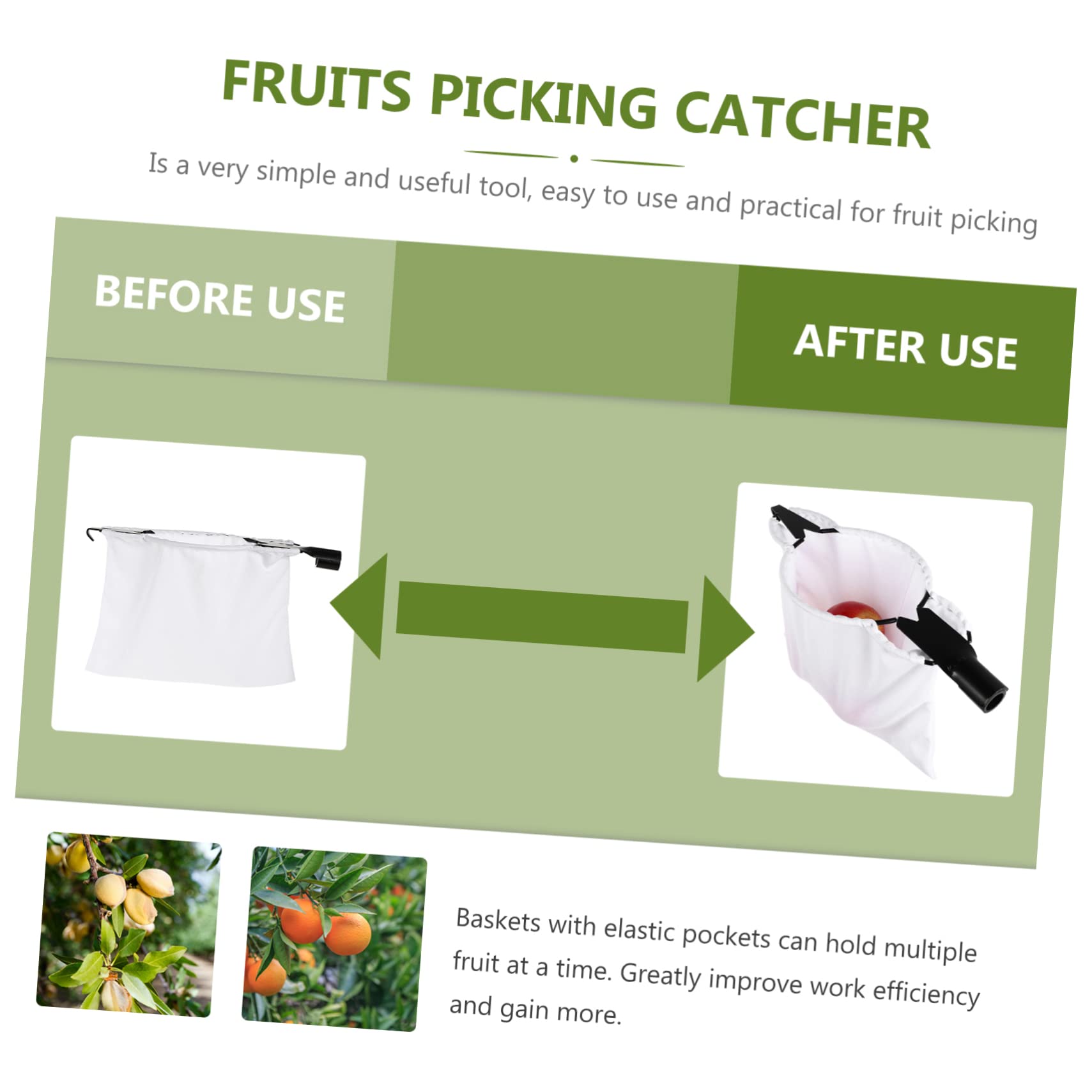 Toyvian Raccoglitore Telescopico per Frutta in Acciaio Inossidabile Cestello Raccogli Frutta Pratico e Leggero per Raccolta di Pesche e Pere