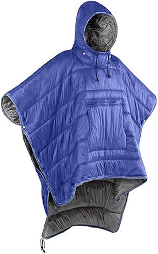 Gaorui Poncho Abrigo Exterior Camping Calor Pequeña Manta de Edredón Resistente al Agua Saco de Dormir Capa Manto, Azul, 79 x 55 pulg.