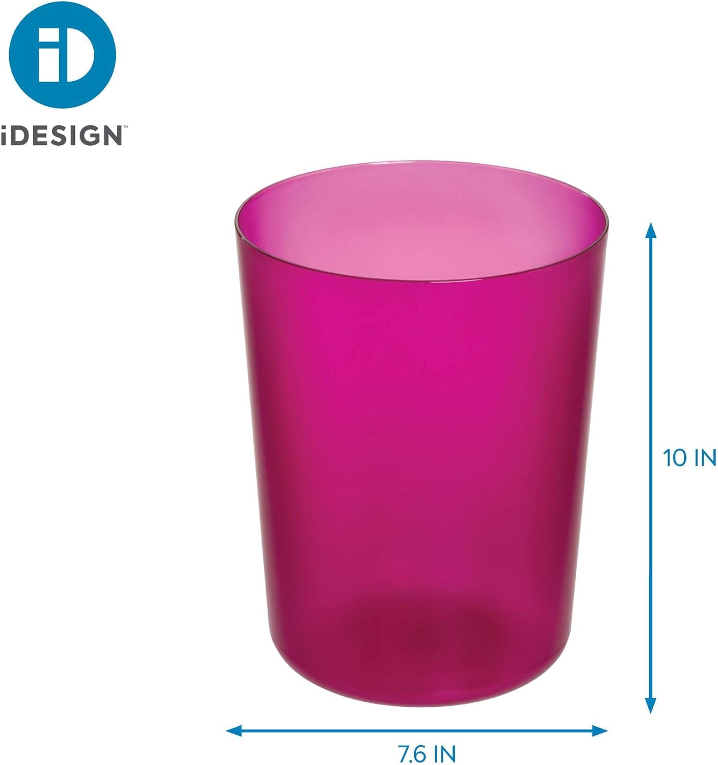 Uр Tо 40% оƒƒ iDesign Finn Round Plastic Trash, Compact Waste Basket Garbage Can for Bathroom, Bedroom, Home Office, Dorm, College, Magenta