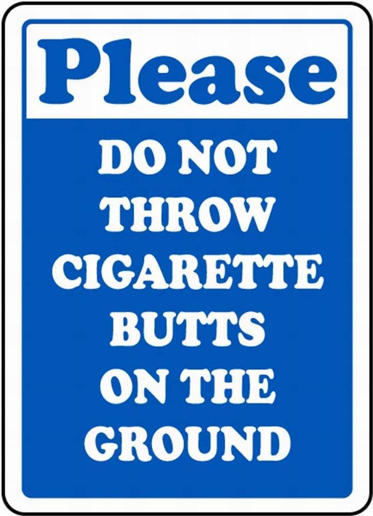 Bobdsa Mrute Warning Sign Safety Sign 8x12 No Cigarette Butts on The Ground Sign Notice Sign Caution Tin Sign Vintage Signs