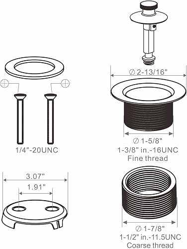 Miniatura 6 de Kit de conversión de drenaje de bañera de bronce ensamblaje, Wellup kit de recorte de drenaje de bañera con elevación y giro torsión con placa