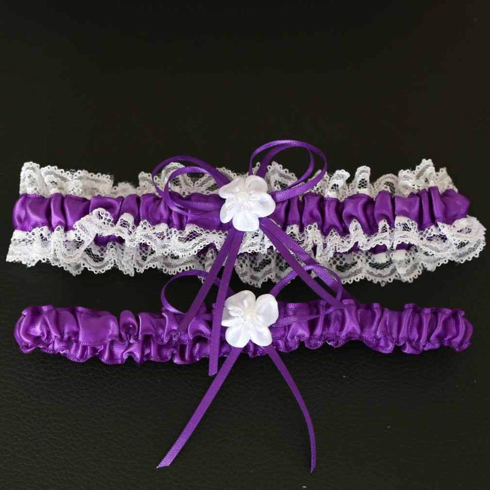 Pretty Little Gifts Giarrettiera Personalizzata,Fiocco in Pizzo Giarrettiera da Sposa-Vino Rosso_Taglia Unica,Regali di Nozze per Giarrettiera Sposa (Viola Taglia Unica)