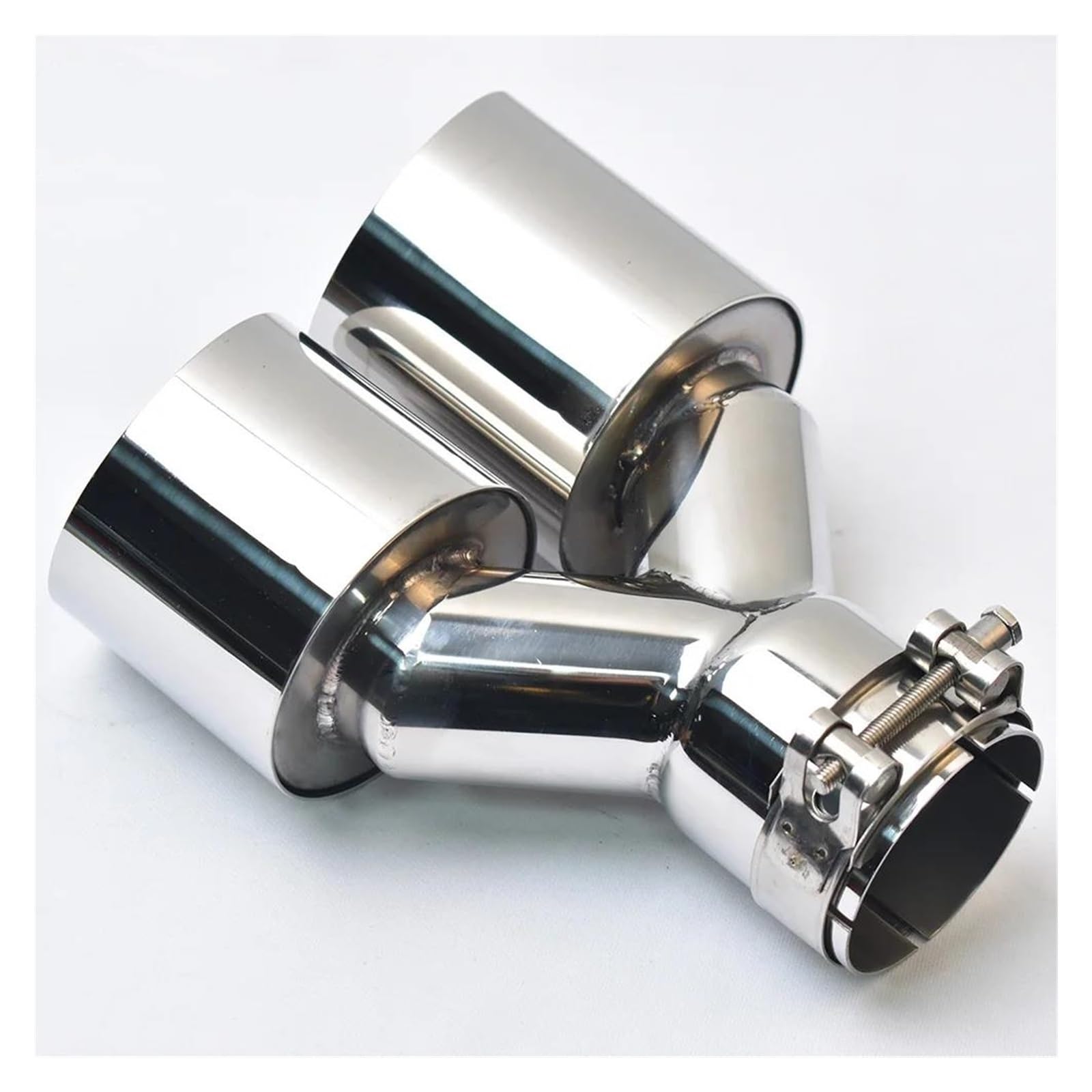 1Pc Doppio Silenziatore Universale Lato Sinistro O Destro in Acciaio Inossidabile Lucido Punta di Scarico Angolata Terminale di Scarico per Auto(in 57MM out 101MM)