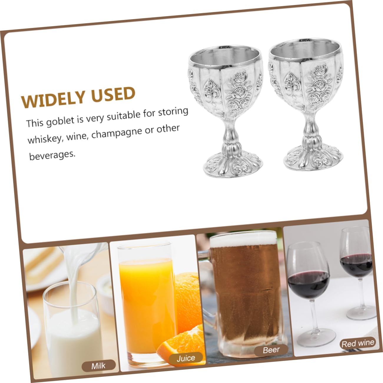 Cabilock 8 Piezas Copa De Vino Europea De Alta Copas De Vino Copa Europea De Licor Copa Cáliz De Oro Vasos De Vino Tinto Copa De Vino Retro Whisky Tazas Aleación De Zinc Silver