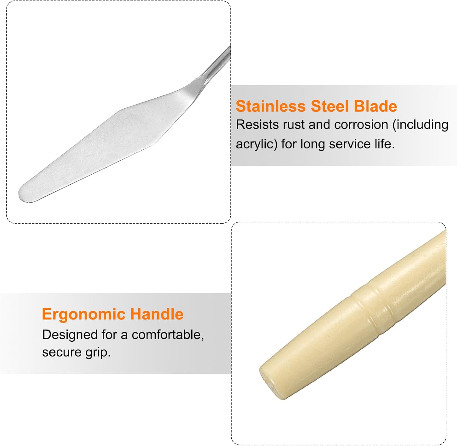 HARFINGTON 8pcs Palette Knife Painting Tool 7.68" Pointed Stainless Steel Blade Plastic Handle Spatula Painting Pallet Knife for Oil Acrylic Canvas, Beige