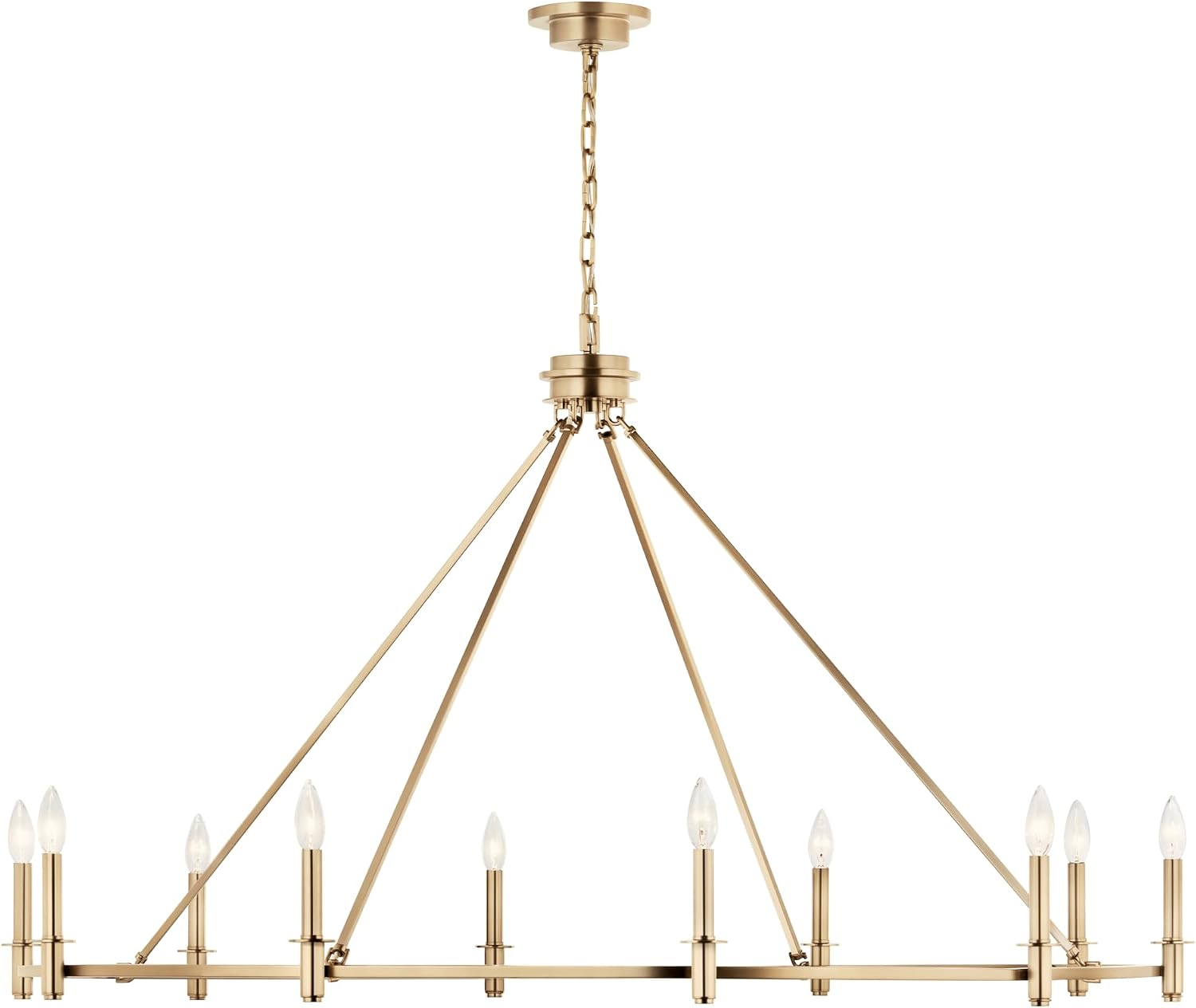 KICHLER Carrick 10-Light Chandelier, Updated Traditional Light in Polished Nickel, Sloped Ceiling Compatible, for Foyer, Great Room, Dining Room or Vaulted Bedroom (31" x 54.25"), 52707CPZ