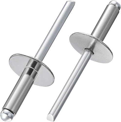 Wensilon (100 piezas) 3/16 * 1/2" Remaches ciegos de acero inoxidable de tapa grande de extremo abierto, remache ciego de 5 * 13