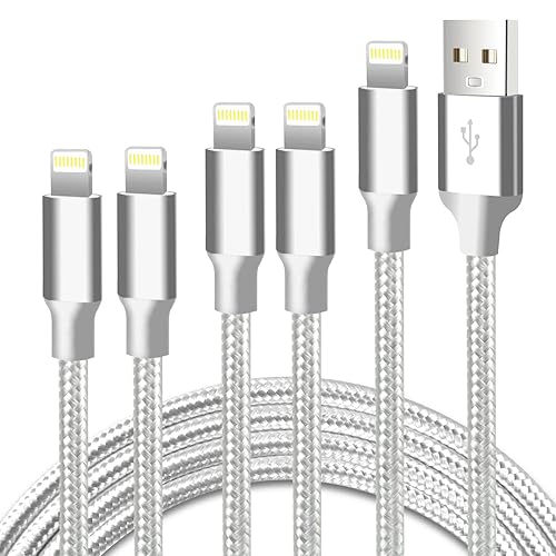 Miniatura 11 de cugunu Cargador para iPhone, 5 unidades de 3/3/6/6/10 pies, con certificación MFi de Apple, cable Lightning USB de nailon trenzado, cable de carga