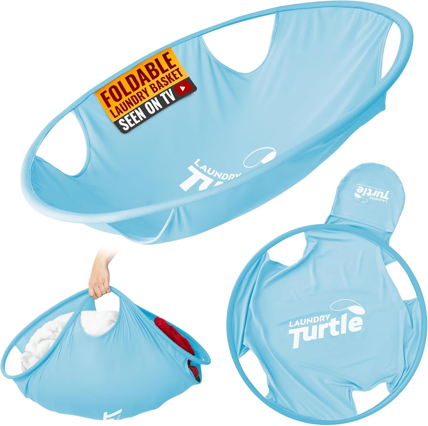 Laundry Turtle Collapsible Laundry Basket for Washer & Dryer (Aqua, Large)