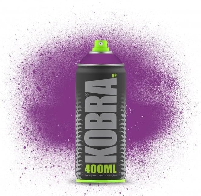 KOBRA HP High Pressure Spray Paint 400ml Can – Professional Grade 100% Acrylic Formula with Matte Finish for Graffiti, Street Art, Crafts & Multi-Surface Use (4220 Prugna)
