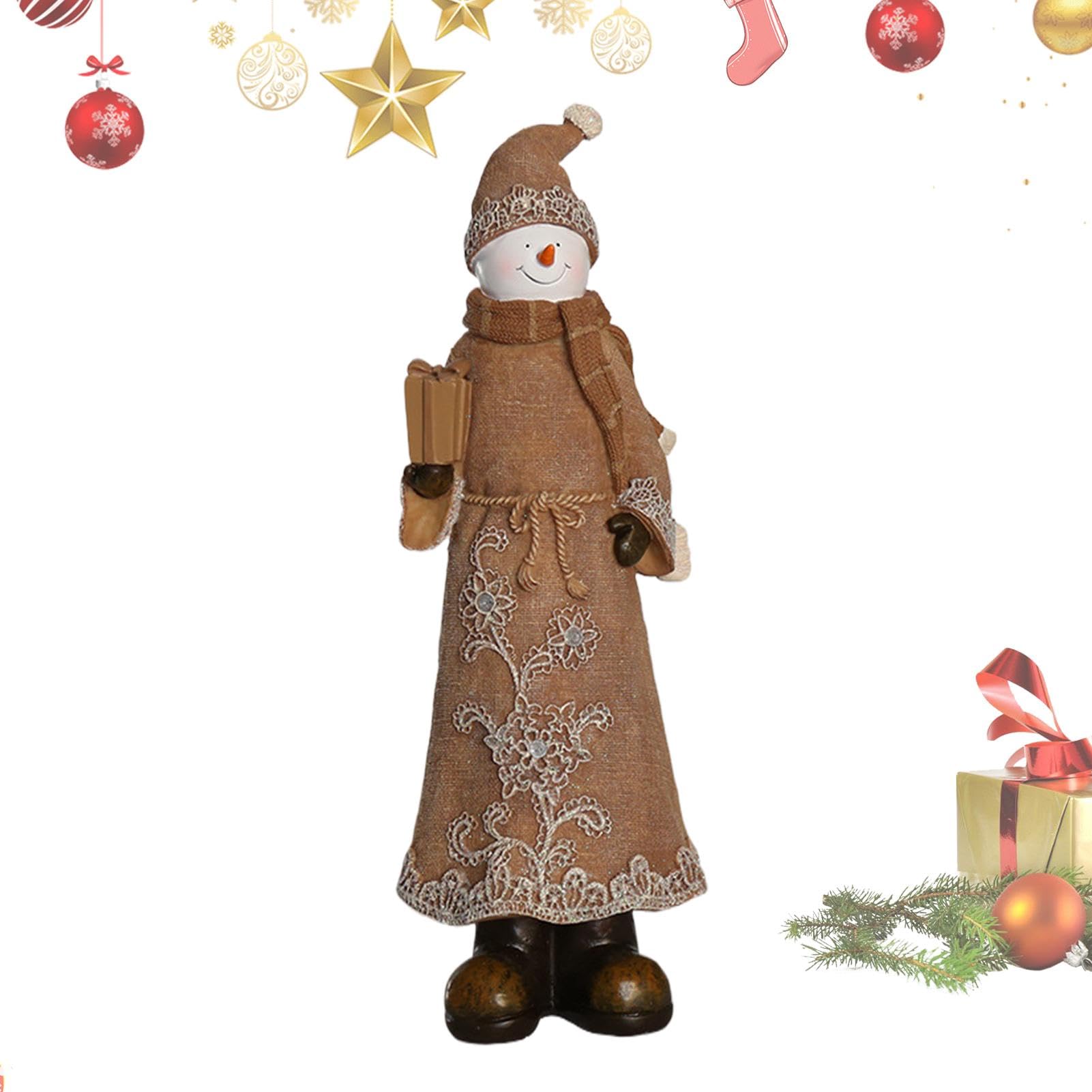 Statue de Noël décoration table élan sculpture résine 32cm lin fait main