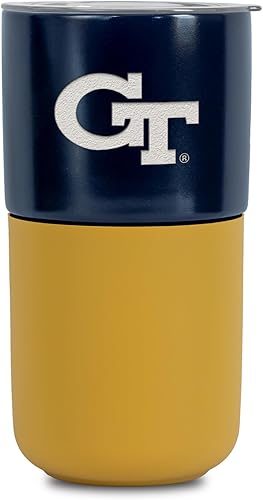 Miniatura 310 de Rico Industries NCAA Miami of Ohio Redhawks - Vaso de cerámica de 16 onzas con agarre de silicona, grabado láser profundo, diseño de color negro