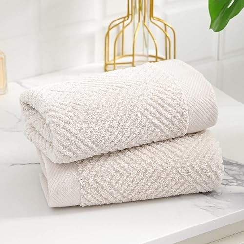 Miniatura 4 de sense gnosis Toallas de Mano Súper Suaves Blanco Lima con Patrón de Tejido de Rizo a Rayas Ultra Absorbentes 100% Algodón para Baño (13 X 29