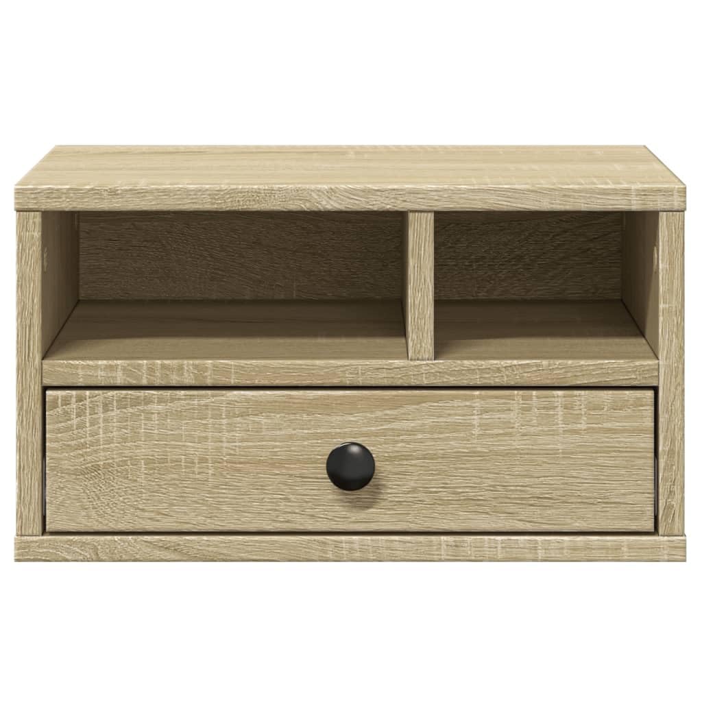 Supporto per stampante in legno di rovere Sonoma, 40 x 32 x 22,5 cm, scaffale multifunzione per stampanti con molto spazio per documenti, libri e forniture per ufficio, anche come libreria