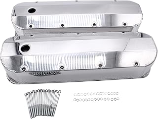 1 SET SHLPDFM Silver Valve Covers FABRICATED Polished Aluminum Valve Covers Tall Bolts with Billet Rail Fits for Big Block Chevy BBC 396 427 454 502