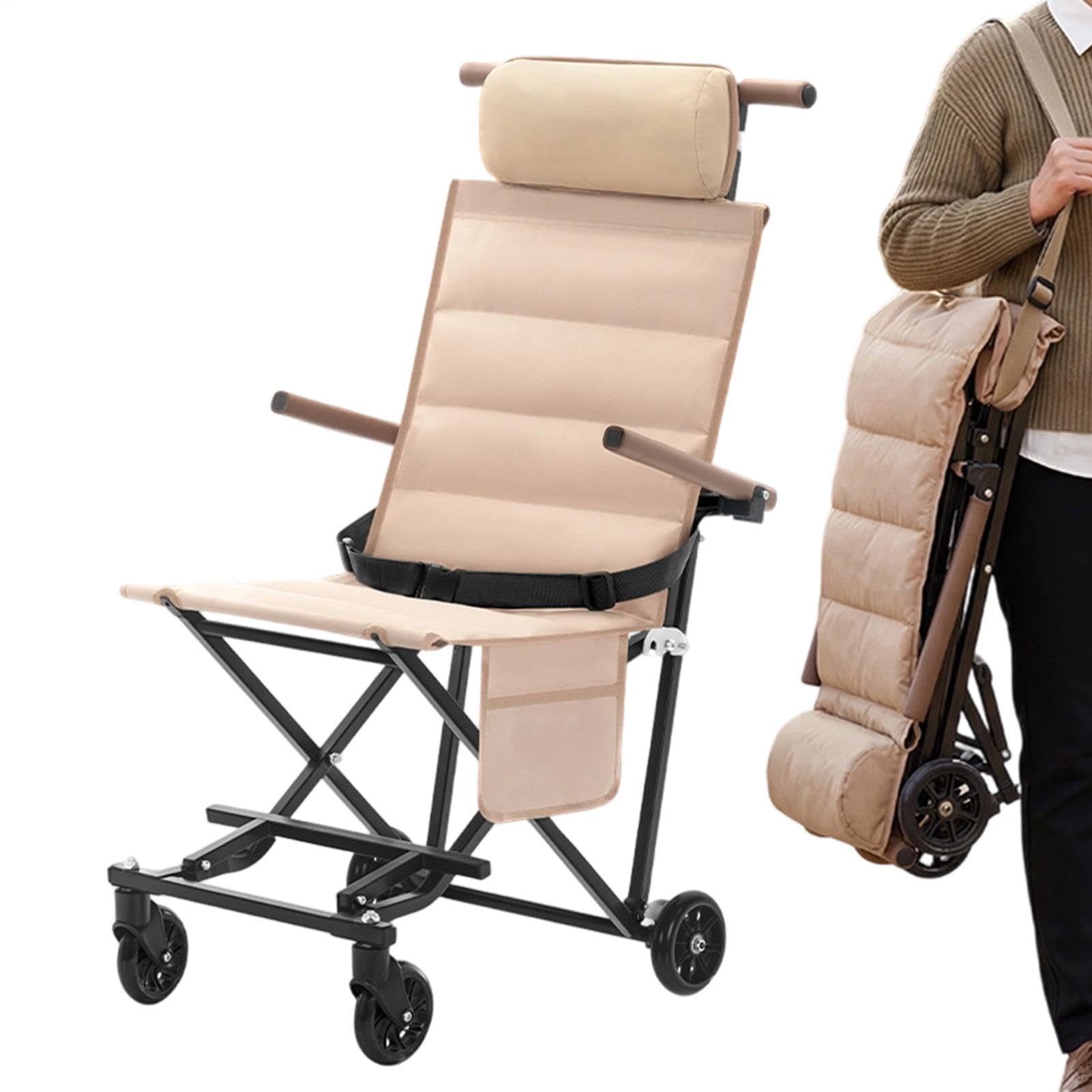 Silla De Ruedas Para Transporte Scooter De Movilidad Reclinable Y Sentado | Silla Con Ruedas Plegable Ligera Alta Capacidad Portante Mayores Adultos Discapacitados Exterior Playa Viaje