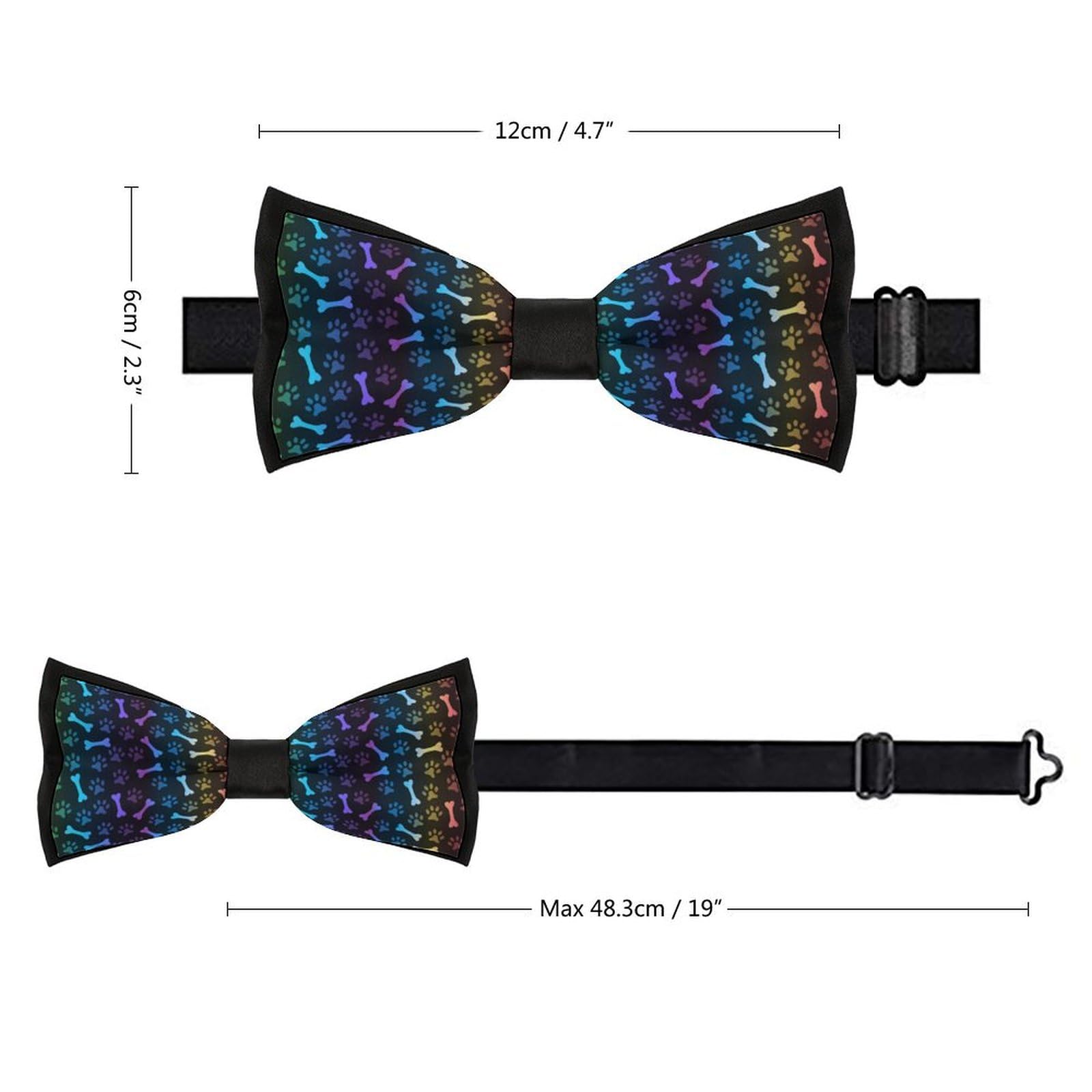 GoasNei Rainbow Paw Footprint Animal Pattern Bow Tie for Men Adjustable Necktie Funny Tie Neck Ties for Weddings Party