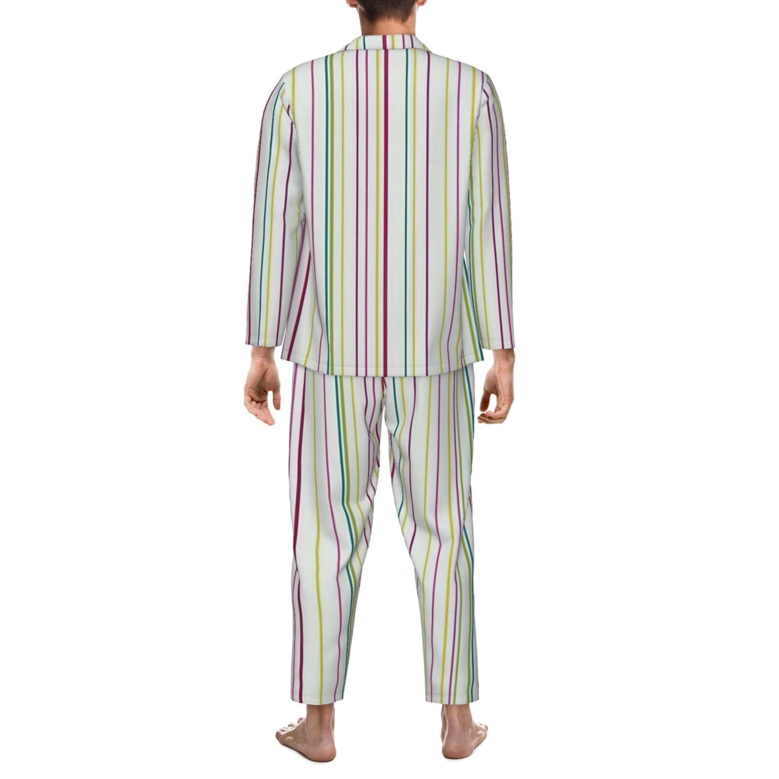 A righe. Stampa Uomo Manica Lunga Pigiama Set Sleepwear Due Pezzi Casa Viaggio Outfit Lounge Pantaloni