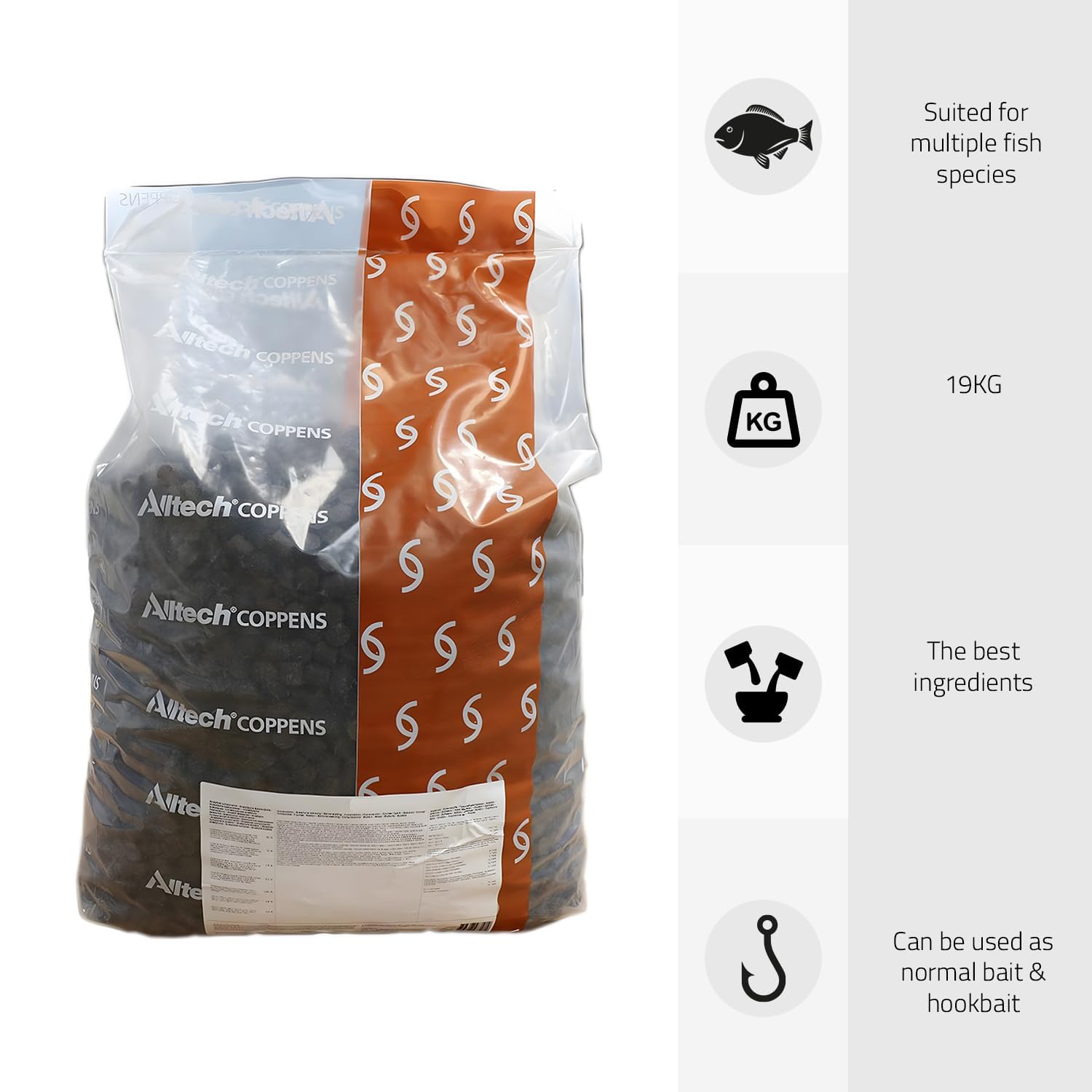Coppens Eurocatch Halibut Base Pellets - 20mm Comida para Peces - Bolsa de 20 kg - Carpa y Bagre - Olor y Sabor Fuertes - ¡Pesca con Éxito!