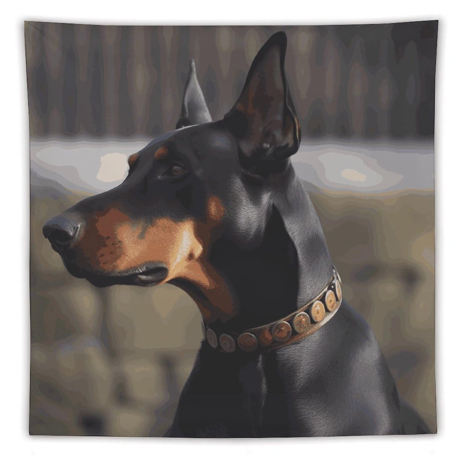 MUSM Doberman Tapestry with Installation Kit Personalized Wall Tapestry Aesthetic Tapestries Backdrop Banner Wall Art Hanging Decor for Home Picnic Beach Blanket 60"x60"