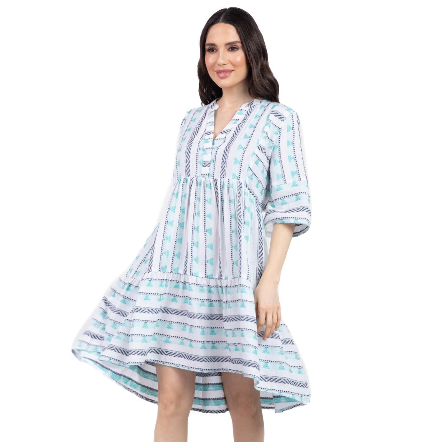 Couturelabs Pleated V- Neck Short Dress