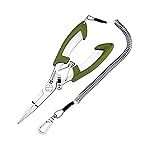Booms Fishing H01 Small Fishing Pliers Scissors Braid Cutters Lightweight Stainless Steel Fishing Tools Split Ring Pliers Hook Remover, Green
