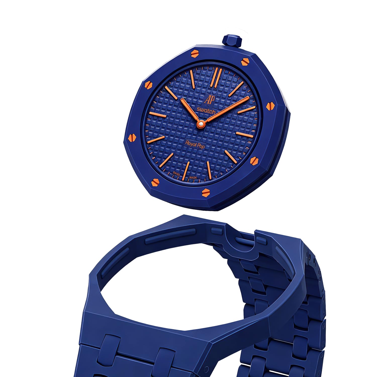 YKNIUFLY Correa y caja de reloj de biocerámica compatible con Swatch Royal Pop, corona de pantalla de 12 horas, accesorios de repuesto para hombres y mujeres.