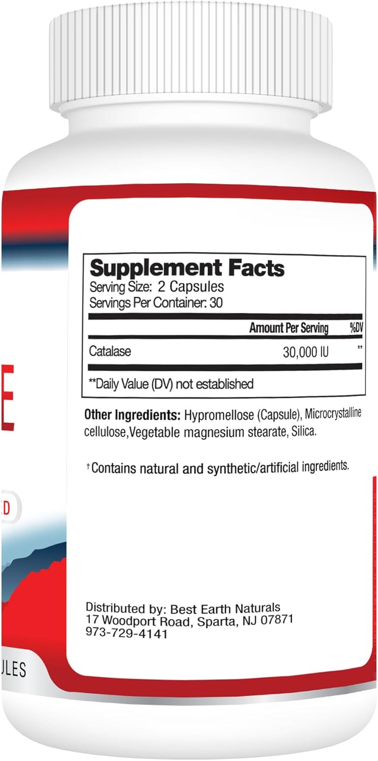 Best Earth Naturals Catalase 30,000 Supplement - Hair Supplements for Strong Hair - 60 Capsules - Image 4
