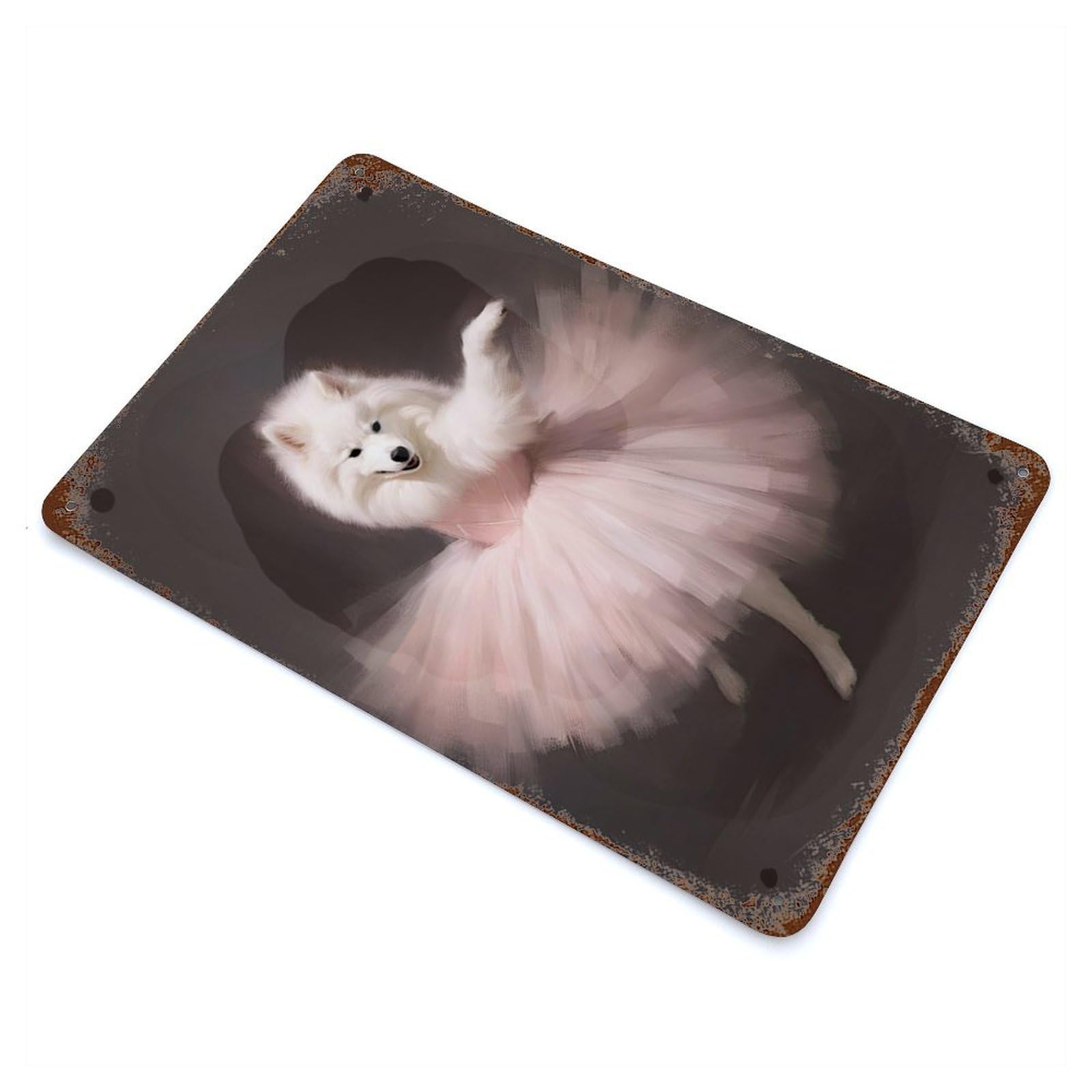 Samoyed Ballerina Retro Metal Sign 11.8"x7.9", Classic Wall Plaque for Garage, Pub Or Kitchen