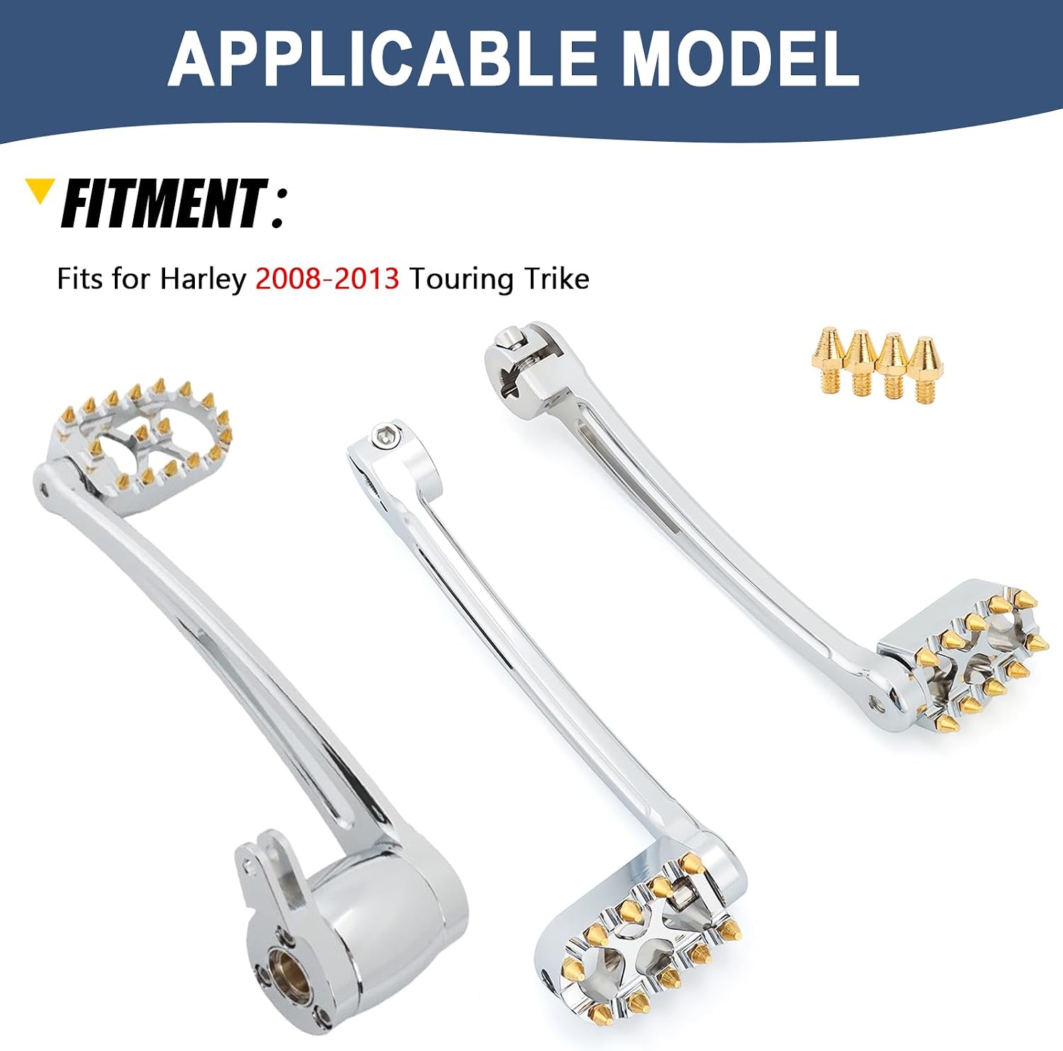 MX Style Motorcycle Brake Arm Pedal Shift Lever Shifter Pegs Kit Fit for Harley 2008-2013 Touring Road King Road Glide Street Glide Electra Glide Trike (Chrome Gold)