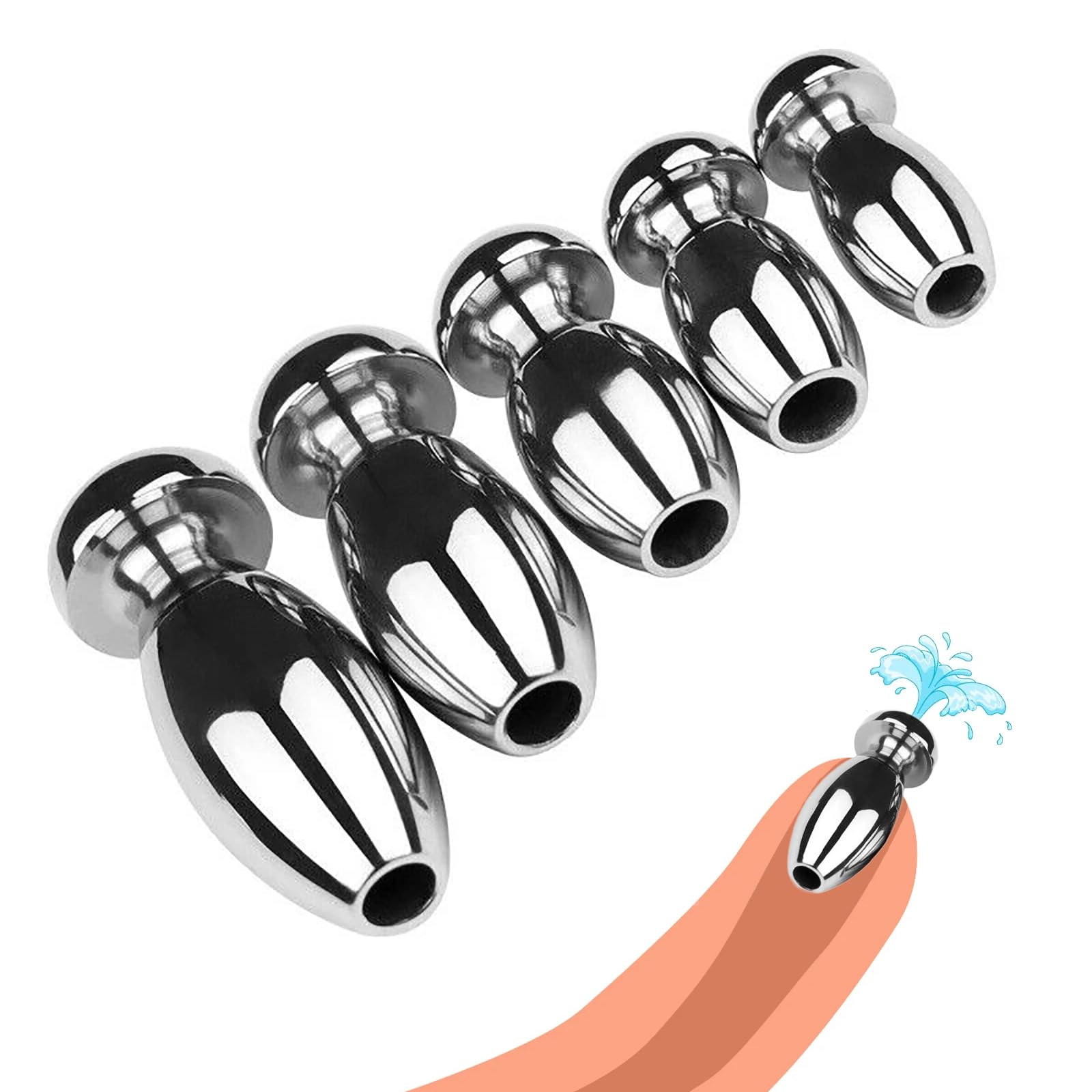 DaiQei Stainless Steel Urethral Dilator Hollow Penis Plug Metal Catheter Urethral Probes Urethral Stimulation Prostate SM Erotic Urethral Sex Toys for Men(Size:5Pcs)