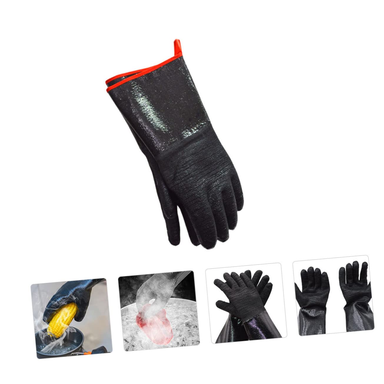 Guanti da Forno in Neoprene Resistenti al Calore, Nero, 1 Paio | Riutilizzabili, Protezione da Taglio, per Stufa e Ambienti Caldi, Copertura Polso Contro Scottature