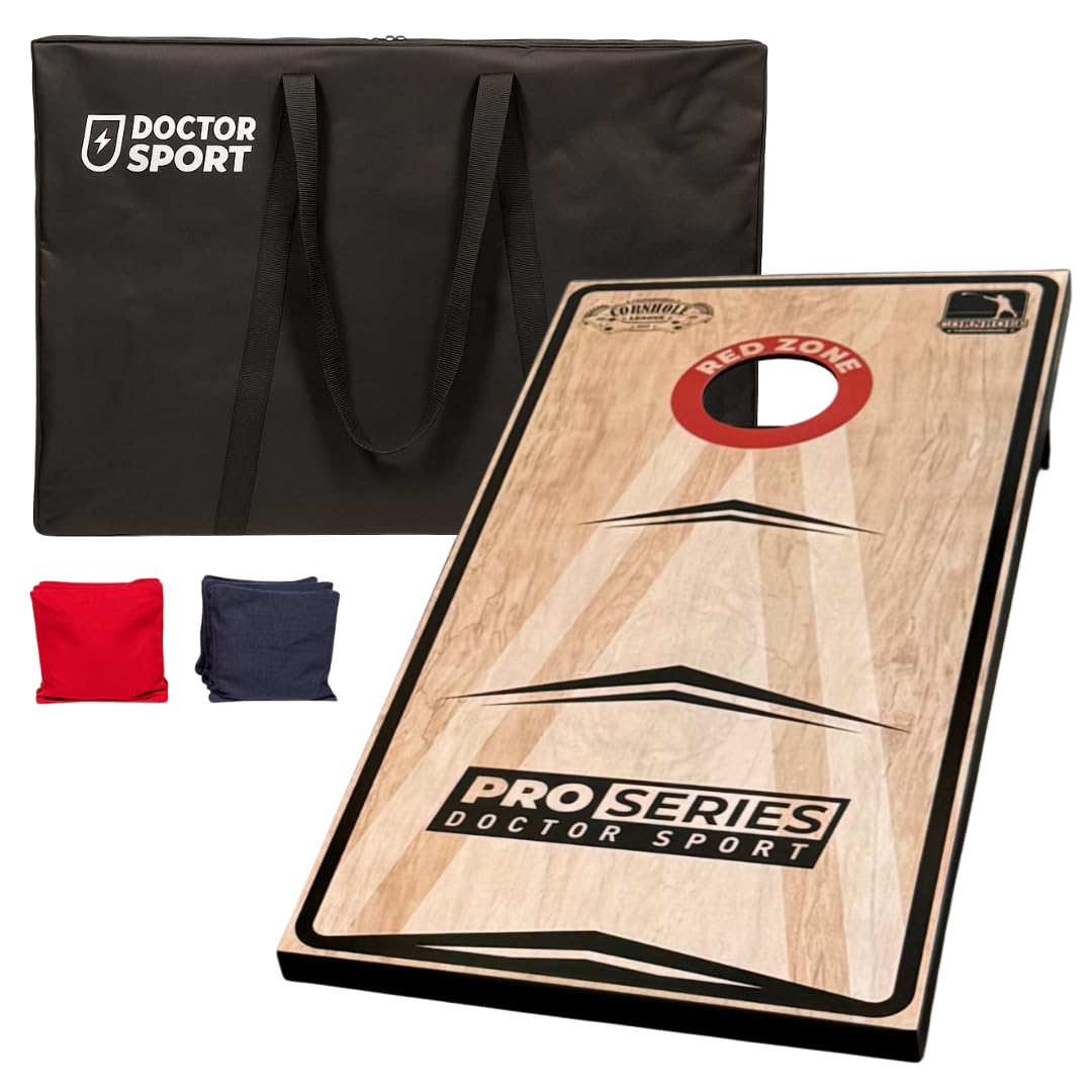 Cornhole Professional – 1 x tagliere – 120 x 60 cm – Borse ufficiali da 15 x 15 cm – in borsa – Red Zone Original – Cornhole League 1883