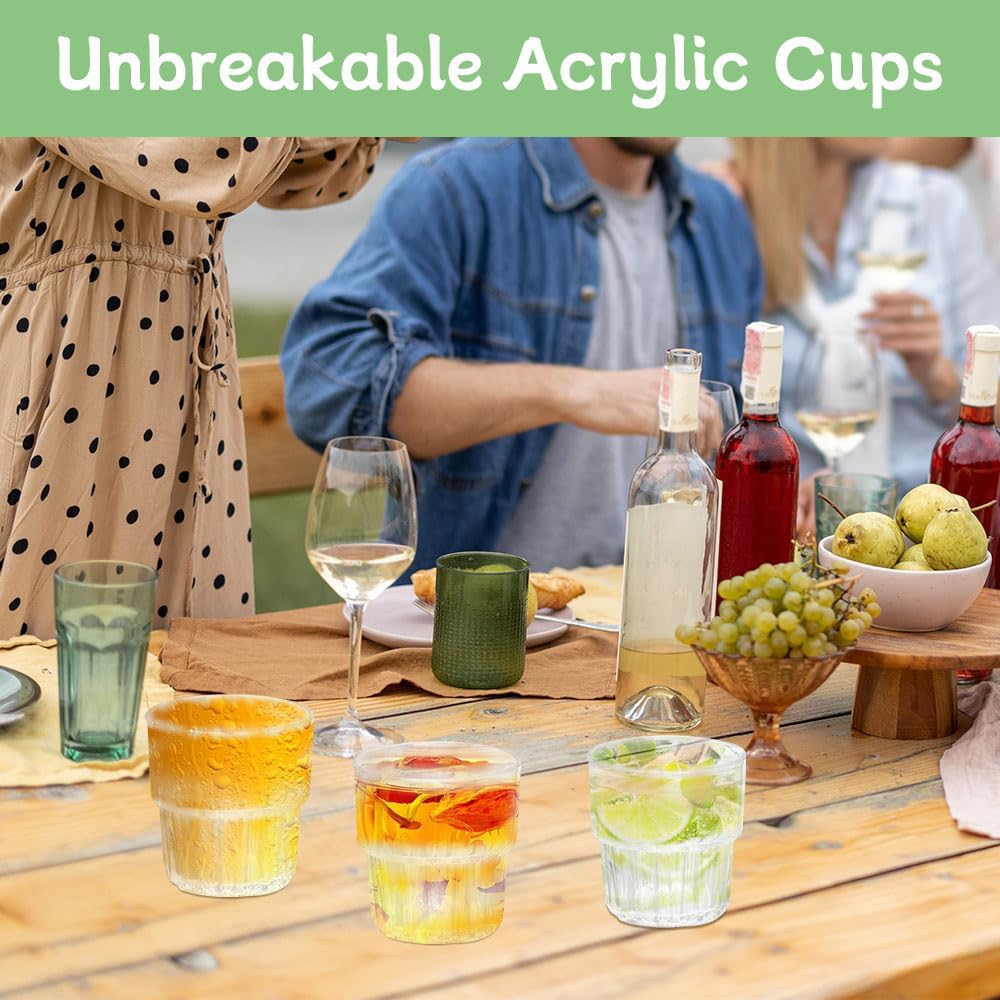 6 PCS Plastic Glasses, 6.76 OZ Clear Tumblers, 200ML Reusable Coffee Cup, Small Drinking Glasses for Adults, Acrylic Cocktail Cups for Home Camping BBQ - Image 7