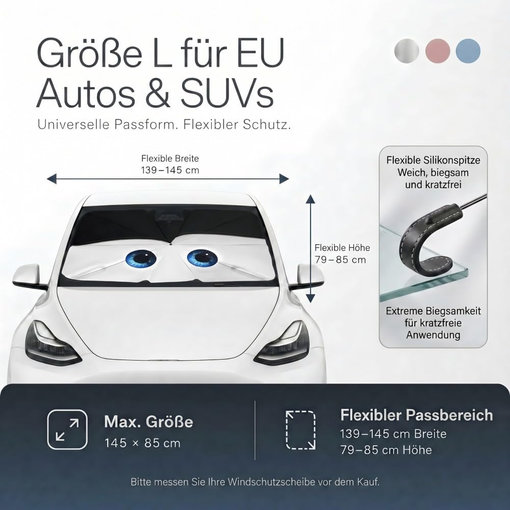 Car Windshield Sunshade with Eyes, 145 x 85 cm image 2