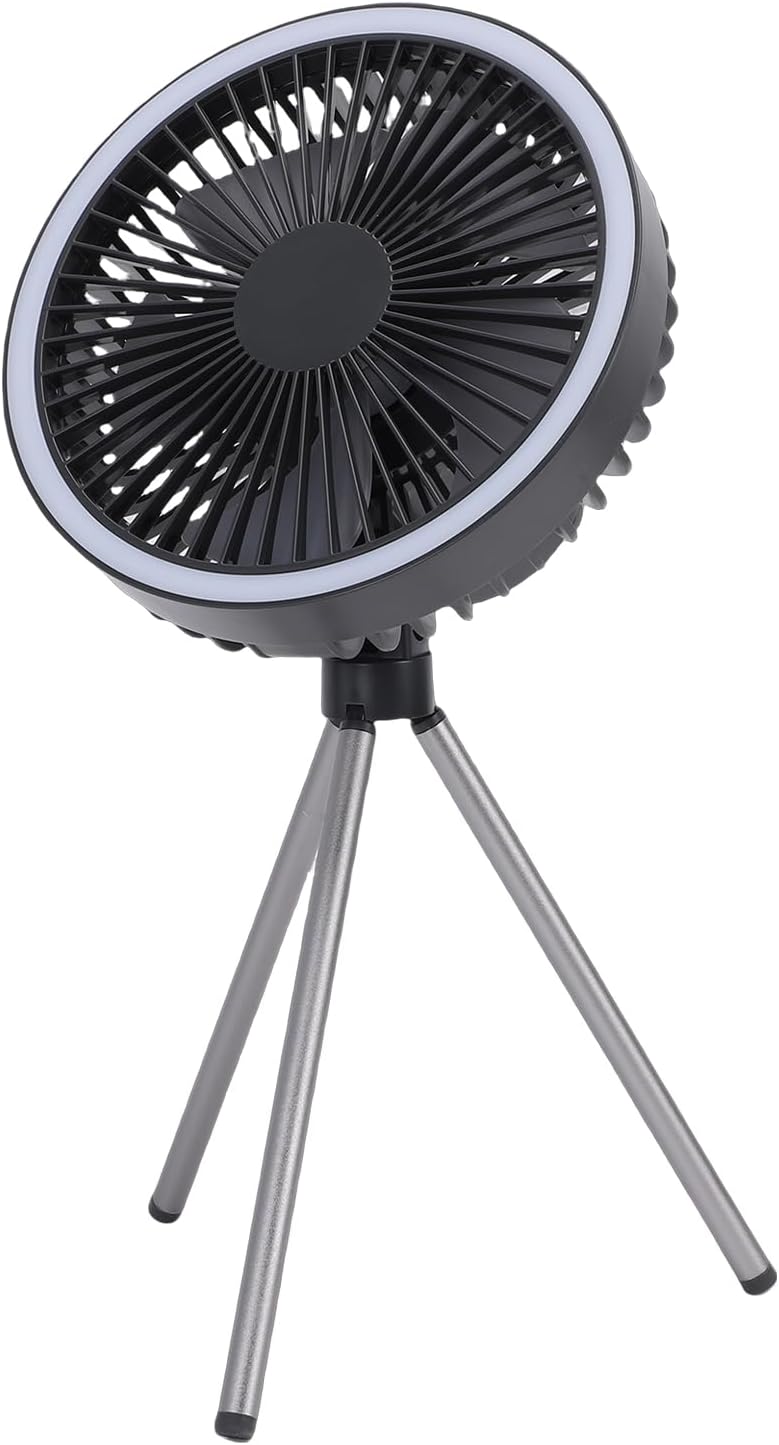 Fabater Portable Camping Fan, 10000mAh Rechargeable Battery Operated Portable Tent Fan with LED and Timer, 3 Speed Quiet Hanging Fans with Tripod for Outdoor RV Travel