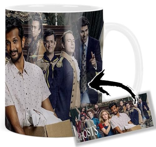 Ghosts Rose Mciver Utkarsh Ambudkar Tasse Keramikbecher Mug für 12,99 EUR bei amazon.de Bild: Ghosts Rose Mciver Utkarsh Ambudkar Tasse Keramikbecher Mug für 12,99 EUR bei amazon.de