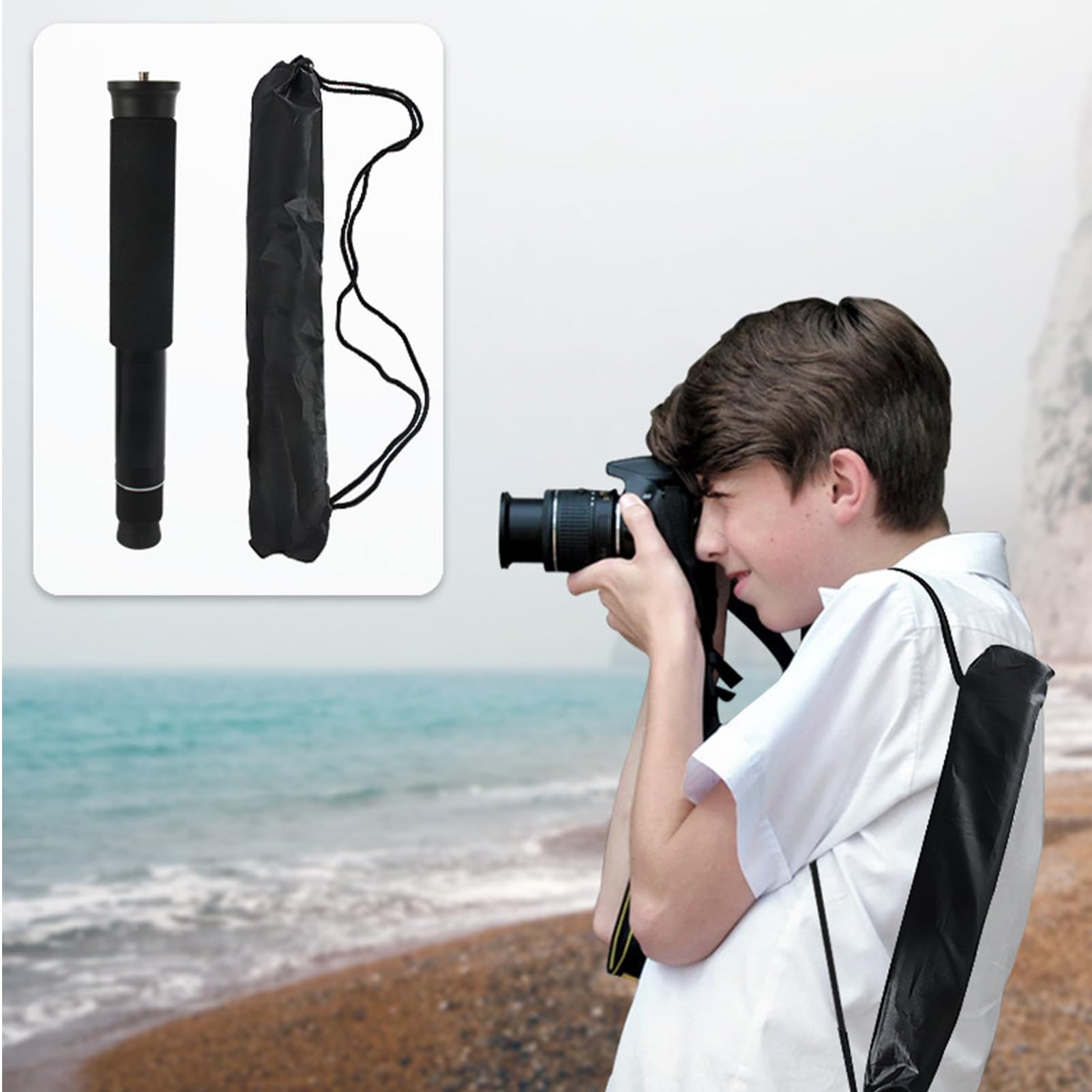 Monopode pour Appareil Photo en Alliage D'aluminium 8 Sections Réglables De 28 À 157 Cm Idéal pour Selfie en Plein Air Randonnée Et Vidéo Portable