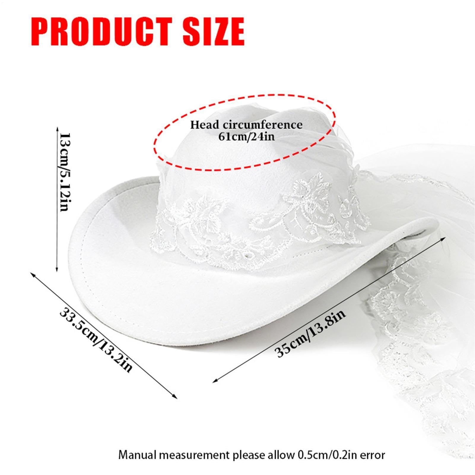 Cappello da Cowgirl da Sposa con Velo per Addio al Nubilato Copricapo | Cappello da Cowboy Nuziale per Compleanni Ragazze Festa Vestito Doccia Donne Spiaggia Matrimoni Estivi