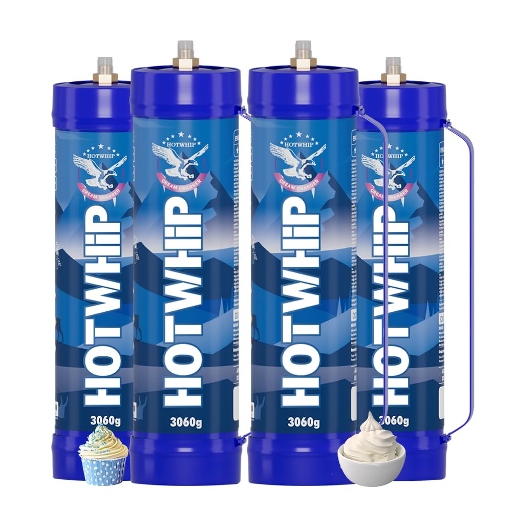 Whipped Cream Charger 3000g 4.5L Food Grade 99.99% Purity Premium Cream Cartridge Nitrous Oxide Tank(4 Cylinders)