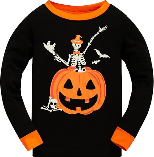 Miniatura 8 de Toddler Boys Skeleton Pajamas Sets Kids Pumpkin Sleepwear Boys Halloween 2 Pcs PJS