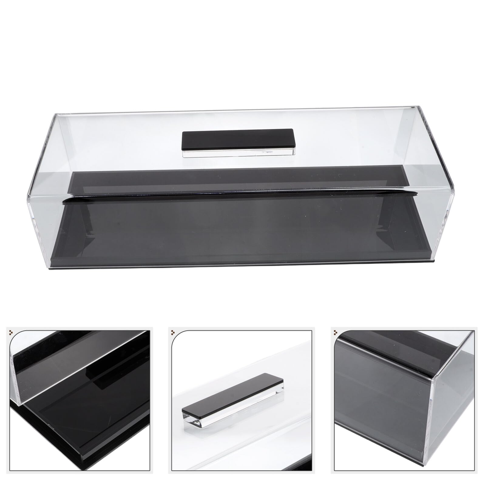 Rechteckiger Kuchenbehälter aus Robustem Acryl mit Transparentem Deckel und Glänzend Schwarzem Boden Multifunktionale Tortenplatte für Kuchen und Desserts für Küche und Bäckerei